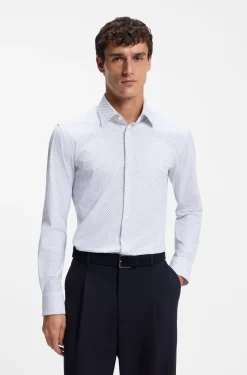 Slim-fit shirt in printed performance-stretch fabric
