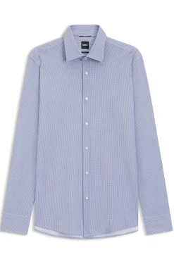 Slim-fit shirt in printed performance-stretch fabric