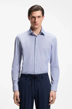 Slim-fit shirt in printed performance-stretch fabric