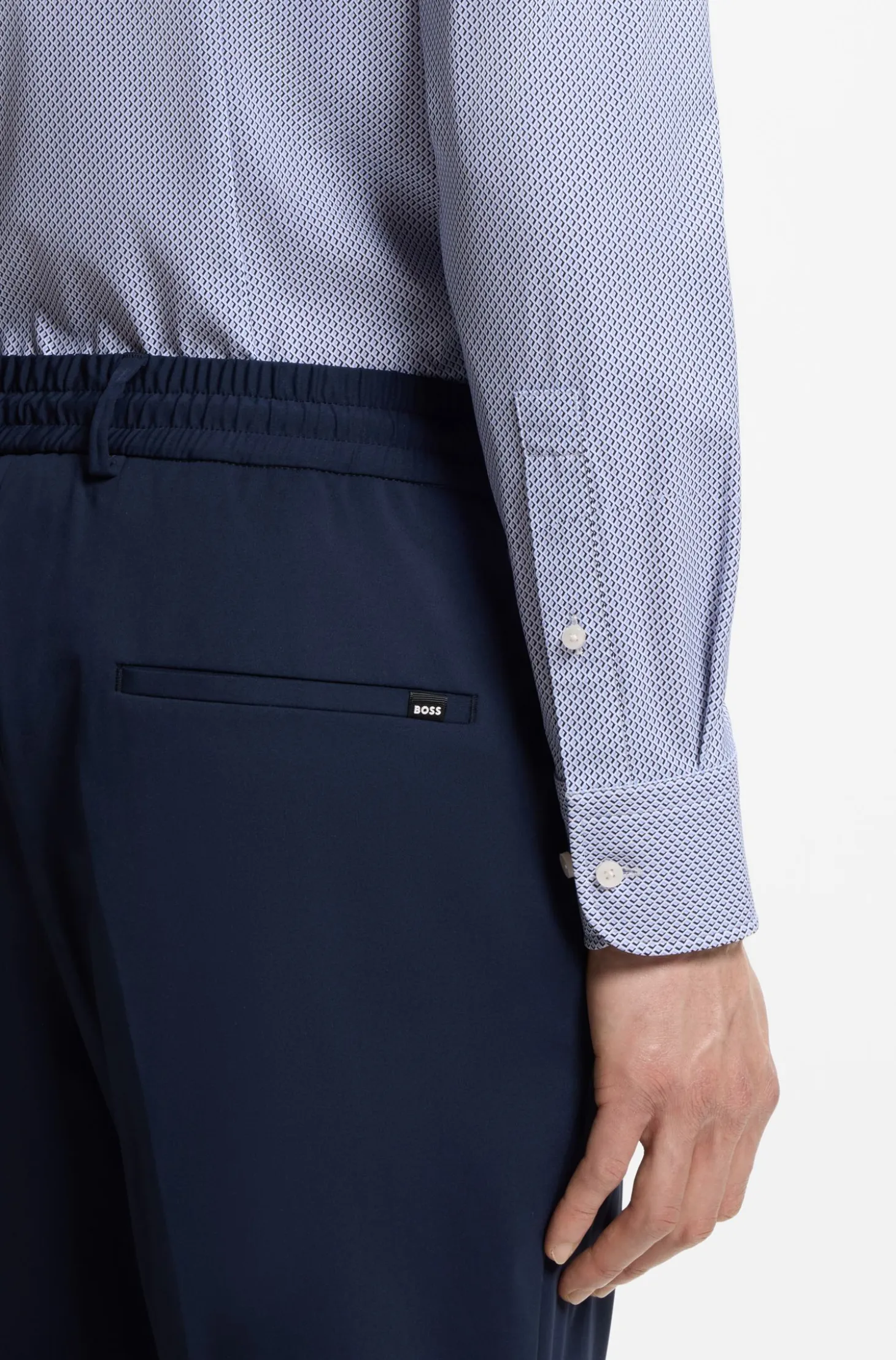 Slim-fit shirt in printed performance-stretch fabric