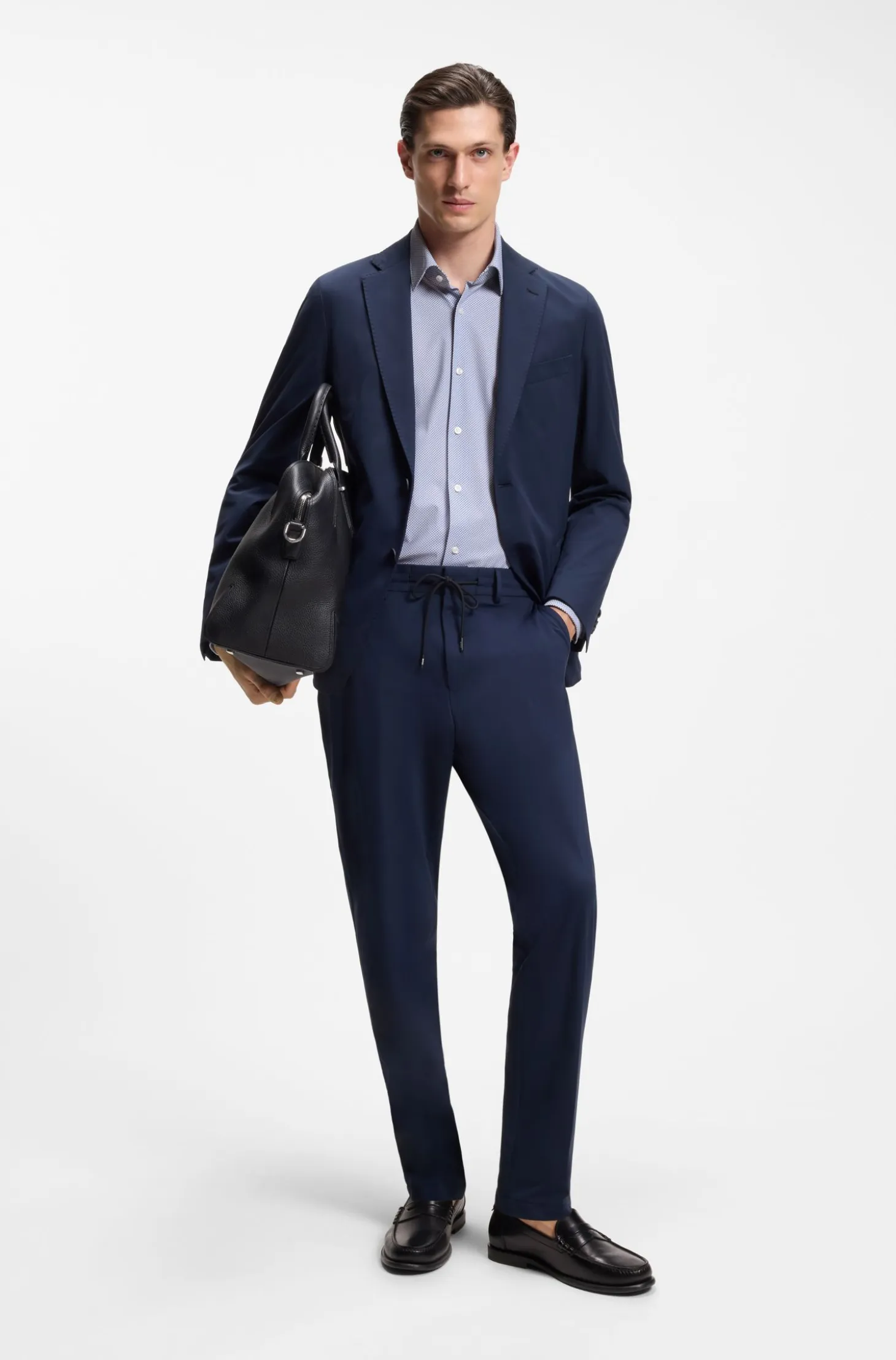Slim-fit shirt in printed performance-stretch fabric