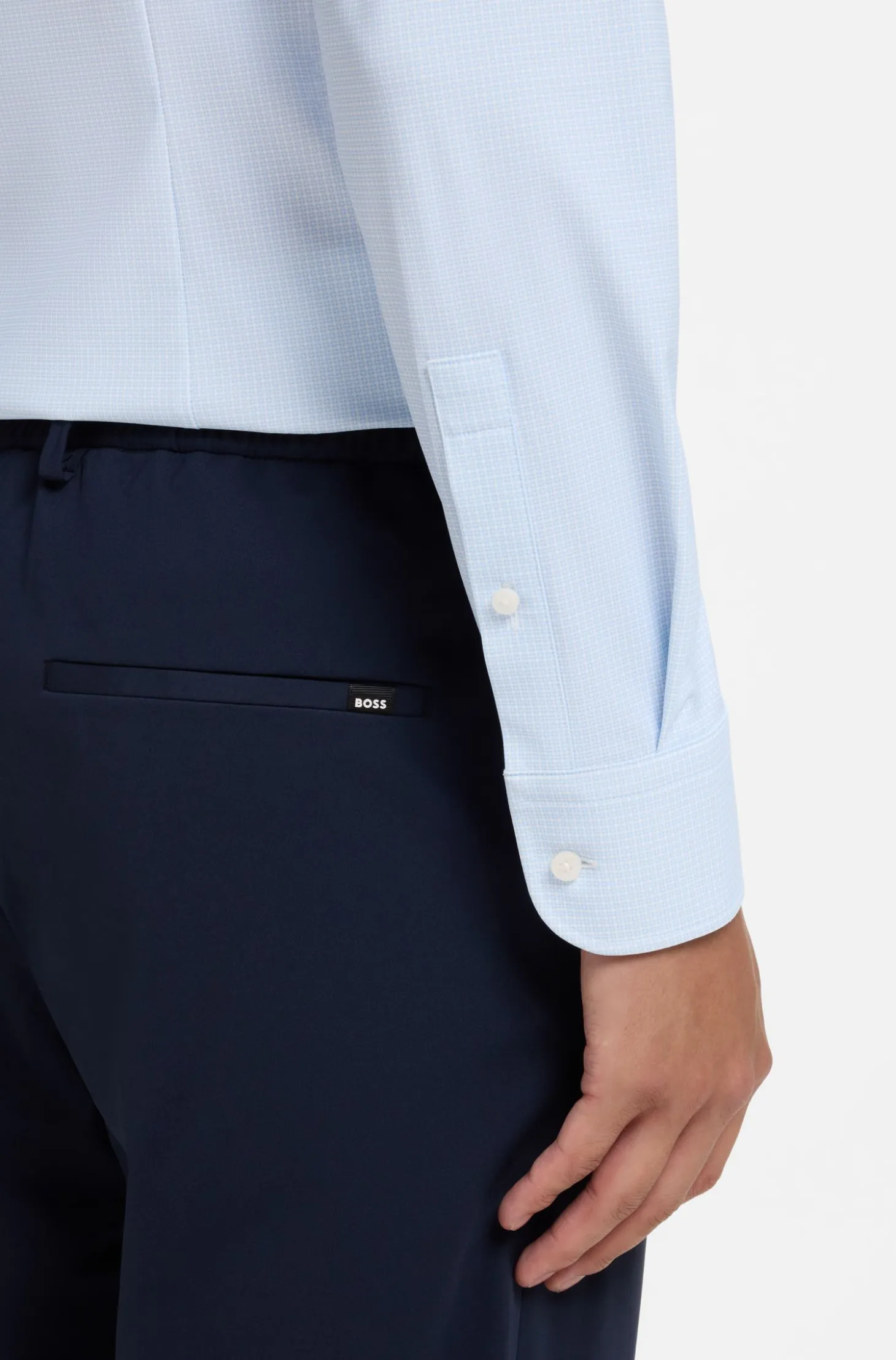 Slim-fit shirt in printed performance-stretch jersey