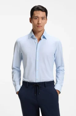 Slim-fit shirt in printed performance-stretch jersey