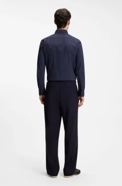 Slim-fit shirt in printed performance-stretch fabric