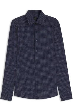 Slim-fit shirt in printed performance-stretch fabric