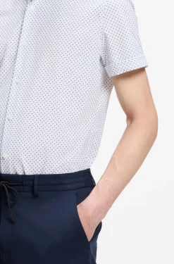 Slim-fit shirt in printed performance-stretch jersey