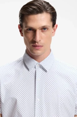 Slim-fit shirt in printed performance-stretch jersey