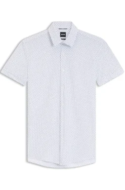Slim-fit shirt in printed performance-stretch jersey