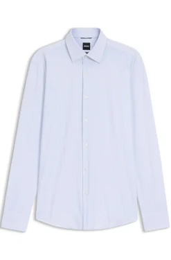 Slim-fit shirt in printed performance-stretch jersey
