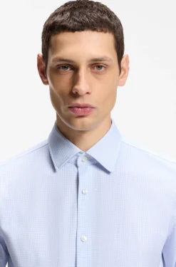 Slim-fit shirt in printed performance-stretch jersey