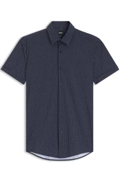 Slim-fit shirt in printed performance-stretch jersey