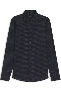 Slim-fit shirt in printed performance-stretch jersey