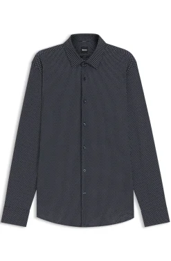 Slim-fit shirt in printed performance-stretch jersey
