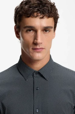 Slim-fit shirt in printed performance-stretch jersey