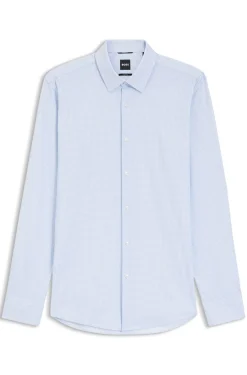 Slim-fit shirt in printed performance-stretch jersey