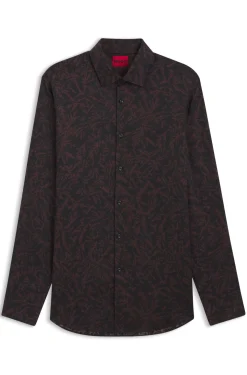 Slim-fit shirt in printed satin