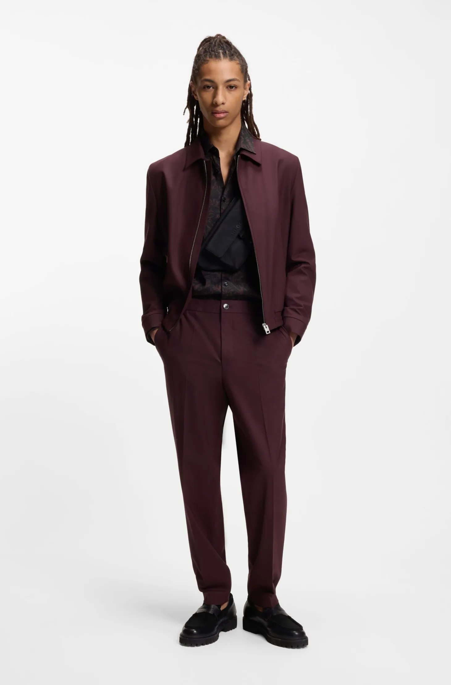 Slim-fit shirt in printed satin