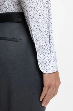 Slim-fit shirt in printed stretch cotton
