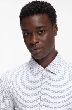 Slim-fit shirt in printed stretch jersey