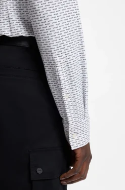Slim-fit shirt in printed stretch jersey