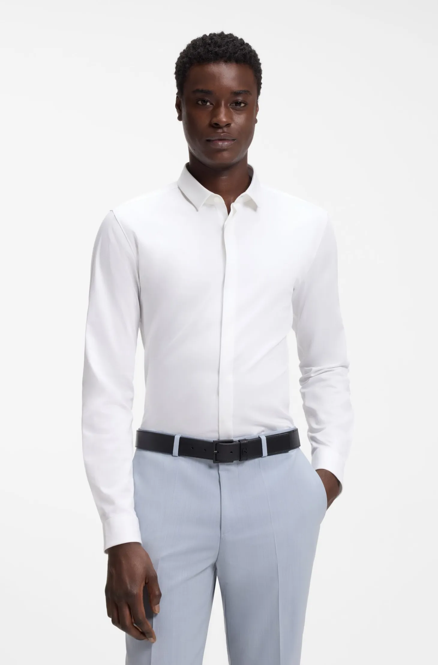 Slim-fit shirt in stretch cotton