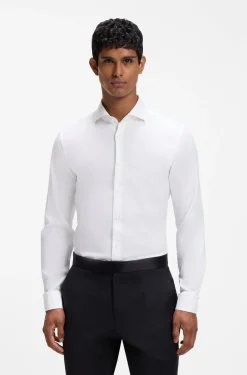 Slim-fit shirt in stretch-cotton twill
