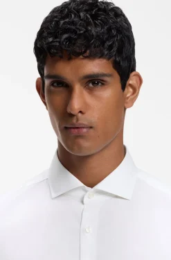 Slim-fit shirt in stretch-cotton twill
