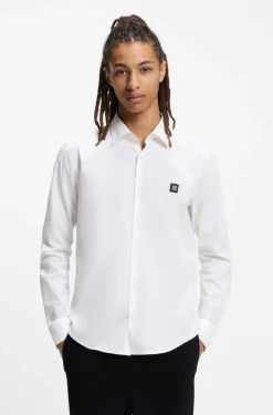 Slim-fit shirt in stretch-cotton canvas