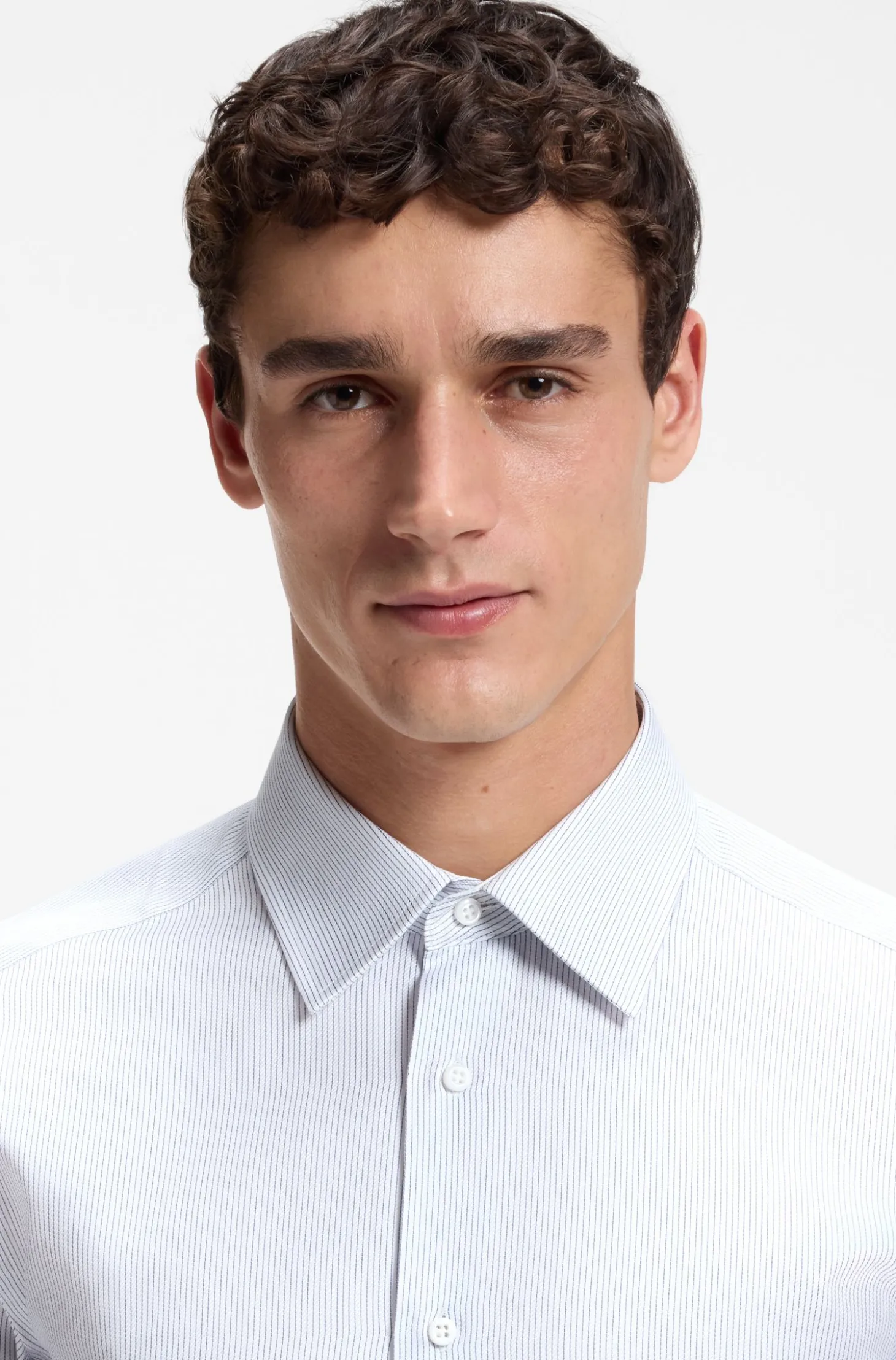 Slim-fit shirt in striped Italian-made cotton