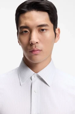 Slim-fit shirt in striped Italian-made cotton