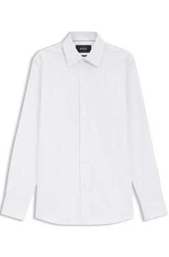 Slim-fit shirt in striped Italian-made cotton