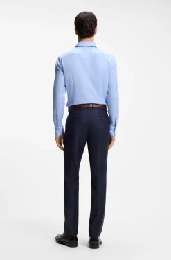 Slim-fit shirt in structured Italian stretch cotton