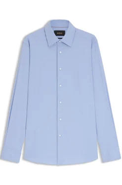 Slim-fit shirt in structured Italian stretch cotton