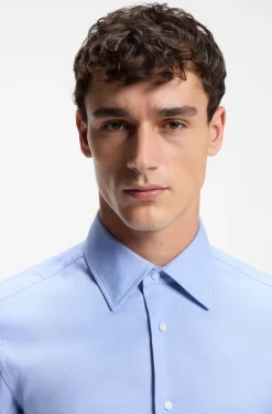 Slim-fit shirt in structured Italian stretch cotton