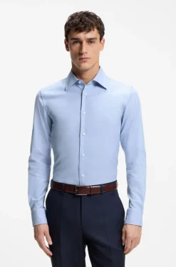 Slim-fit shirt in structured Italian stretch cotton