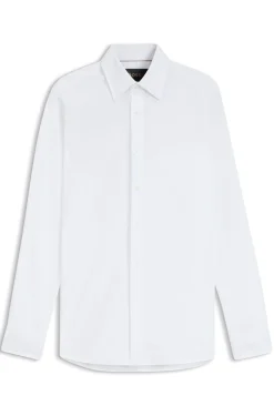Slim-fit shirt in structured Italian stretch cotton