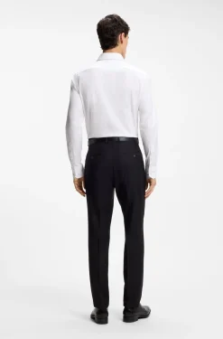 Slim-fit shirt in structured Italian stretch cotton