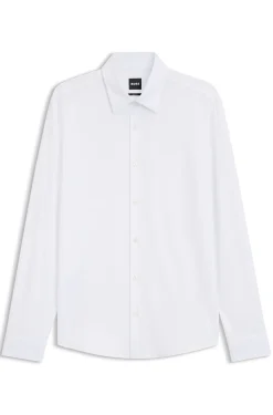 Slim-fit shirt in structured performance-stretch fabric