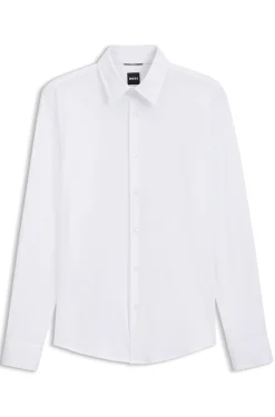 Slim-fit shirt in structured performance-stretch fabric