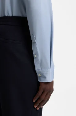 Slim-fit shirt in structured performance-stretch fabric