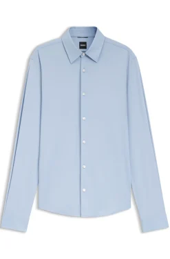 Slim-fit shirt in structured performance-stretch fabric