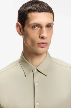 Slim-fit shirt in structured performance-stretch fabric