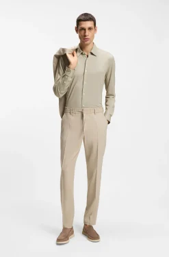 Slim-fit shirt in structured performance-stretch fabric