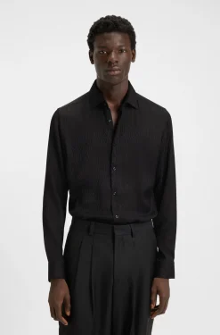 Slim-fit shirt with jacquard pattern