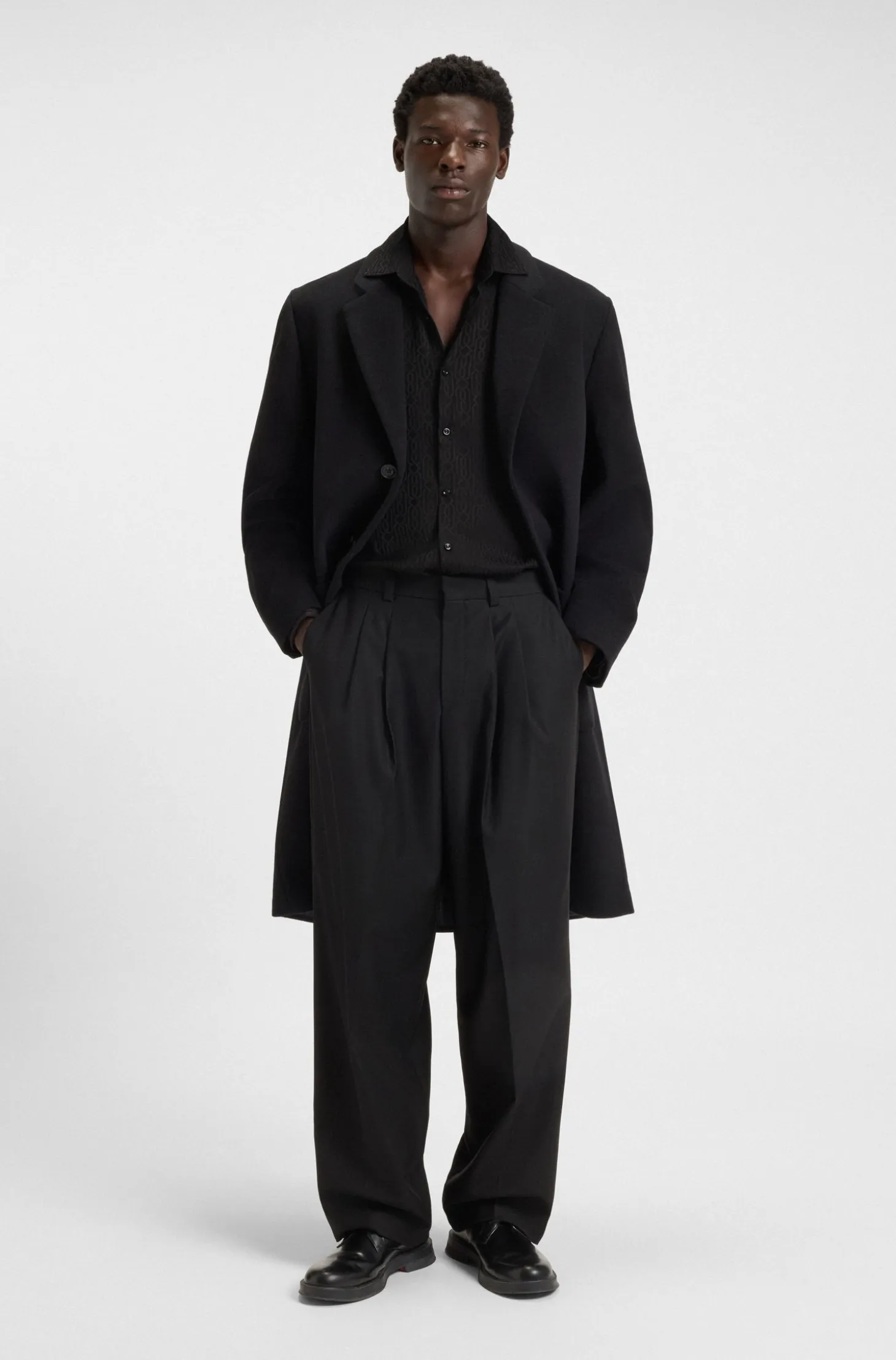 Slim-fit shirt with jacquard pattern