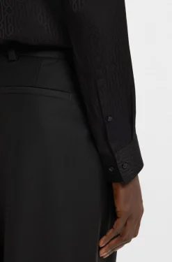 Slim-fit shirt with jacquard pattern