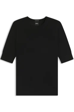 Slim-fit short-sleeved sweater in superfine merino wool