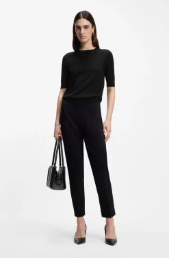Slim-fit short-sleeved sweater in superfine merino wool