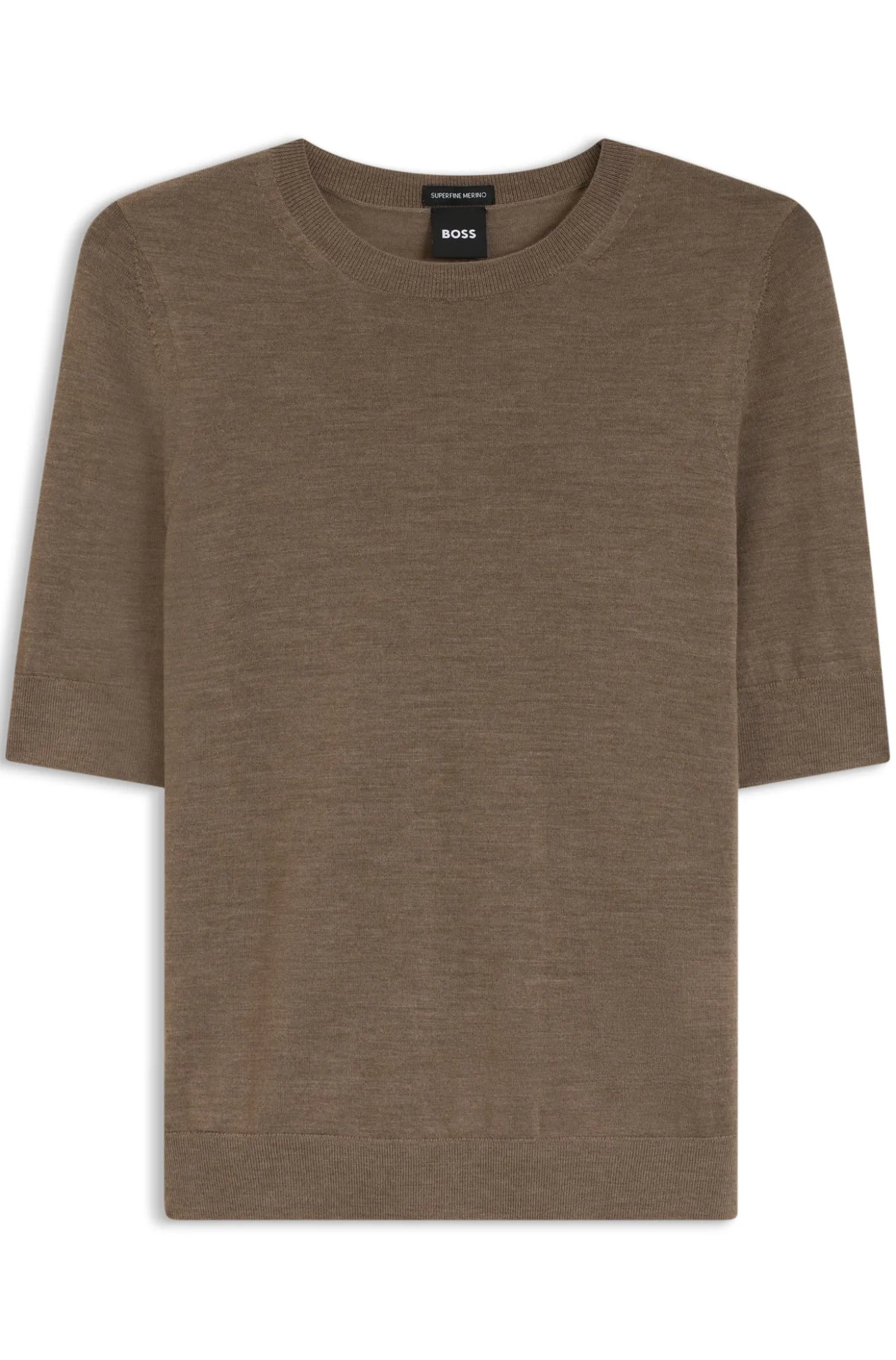 Slim-fit short-sleeved sweater in superfine merino wool