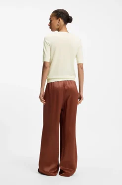 Slim-fit short-sleeved sweater in superfine merino wool